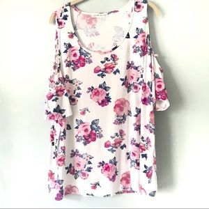 Floral Cold Shoulder Top Size 3X